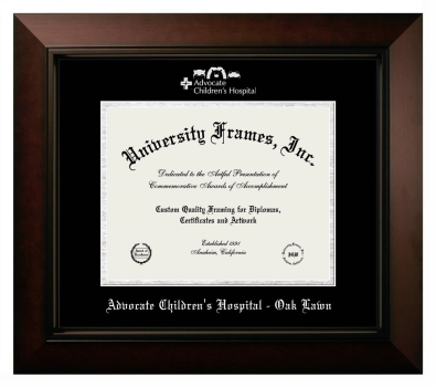 Advocate Children's Hospital - Oak Lawn Diploma Frame in Legacy Black Cherry with Black & Silver Mats for DOCUMENT: 8 1/2"H X 11"W  