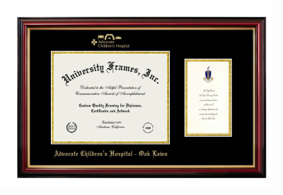 Advocate Children's Hospital - Oak Lawn Diploma with Announcement Frame in Petite Mahogany with Gold Trim with Black & Gold Mats for document: 8 1/2"h x 11"w  , diploma: 7"h x 4"w  