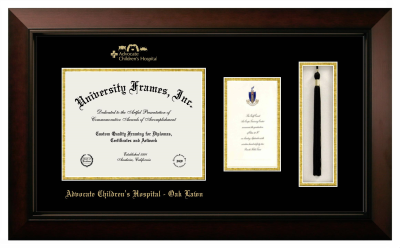 Advocate Children's Hospital - Oak Lawn Diploma with Announcement & Tassel Box Frame in Legacy Black Cherry with Black & Gold Mats for DOCUMENT: 8 1/2"H X 11"W  ,  7"H X 4"W  