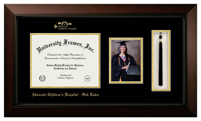 Advocate Children's Hospital - Oak Lawn Diploma with 5 x 7 Portrait & Tassel Box Frame in Legacy Black Cherry with Black & Gold Mats for DOCUMENT: 8 1/2"H X 11"W  
