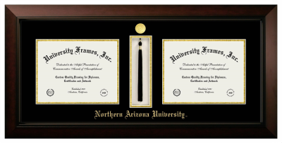 Double Degree with Tassel Box (Side-by-Side) Frame in Legacy Black Cherry with Black & Gold Mats for DOCUMENT: 8 1/2"H X 11"W  , DOCUMENT: 8 1/2"H X 11"W  