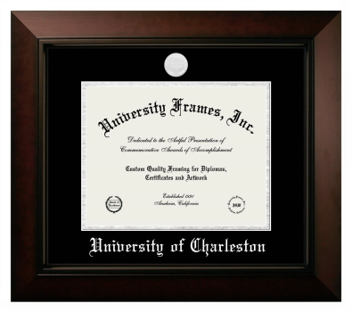 University of Charleston Diploma Frame in Legacy Black Cherry with Black & Silver Mats for document: 8 1/2"h x 11"w  