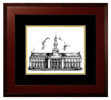 Oklahoma State University College of Veterinary Medicine Lithograph Only Frame in Honors Mahogany with Black & Gold Mats