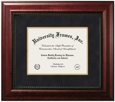 Boston University Diploma Frame in Executive with Gold Fillet with Black Suede Mat for document: 8 1/2"h x 11"w  