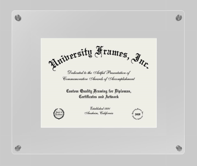 Boston University Lucent Clear-over-Clear Frame in Lucent Clear Moulding with Lucent Clear Mat for document: 8 1/2"h x 11"w  