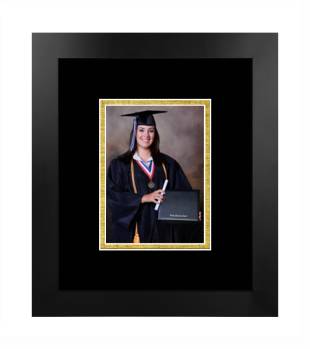 Boston University 5 x 7 Portrait Frame in Manhattan Black with Black & Gold Mats