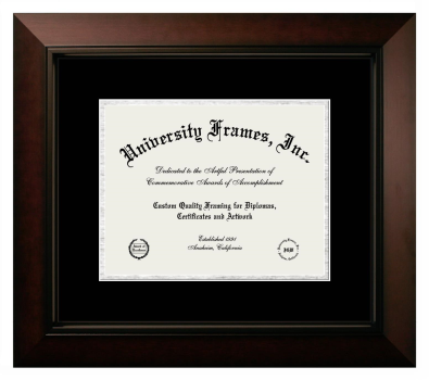 Boston University School of Medicine Diploma Frame in Legacy Black Cherry with Black & Silver Mats for document: 8 1/2"h x 11"w  