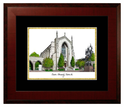 Boston University School of Medicine Lithograph Only Frame in Honors Mahogany with Black & Gold Mats