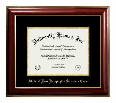 State of New Hampshire Supreme Court Diploma Frame in Classic Mahogany with Gold Trim with Black & Gold Mats for document: 8 1/2"h x 11"w  