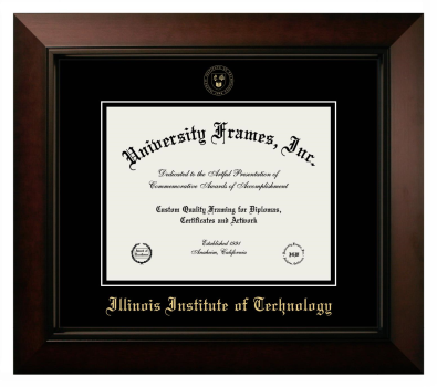 Illinois Institute of Technology Diploma Frame in Legacy Black Cherry with Black & Black Mats for document: 8 1/2"h x 11"w  