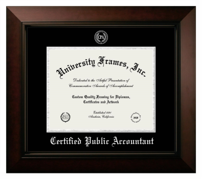 Certified Public Accountant Diploma Frame in Legacy Black Cherry with Black & Silver Mats for DOCUMENT: 8 1/2"H X 11"W  