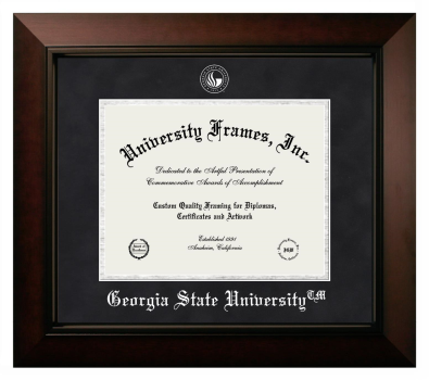 Georgia State University Diploma Frame in Legacy Black Cherry with Black & Silver Mats for DOCUMENT: 8 1/2"H X 11"W  