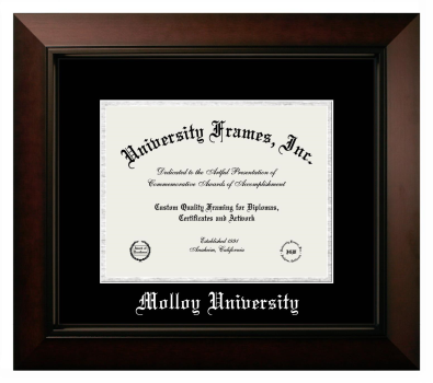 Molloy University Diploma Frame in Legacy Black Cherry with Black & Silver Mats for document: 8 1/2"h x 11"w  