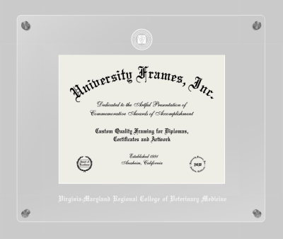 Virginia-Maryland Regional College of Veterinary Medicine Lucent Clear-over-Clear Frame in Lucent Clear Moulding with Lucent Clear Mat for document: 8 1/2"h x 11"w  