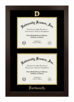 Dartmouth Double Degree (Stacked) Frame in Manhattan Espresso with Black & Gold Mats for document: 8 1/2"h x 11"w  , document: 8 1/2"h x 11"w  