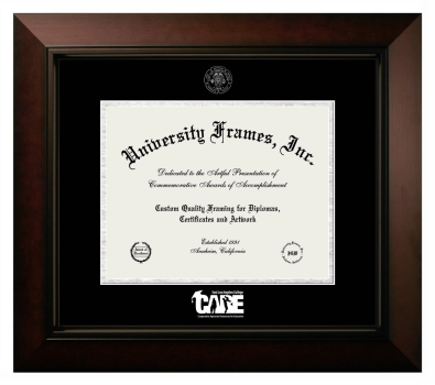 East Los Angeles College CARE Diploma Frame in Legacy Black Cherry with Black & Silver Mats for DOCUMENT: 8 1/2"H X 11"W  